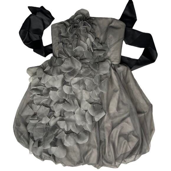 White by Vera Wang Bubble Hem Formal Dress Strapless Tulle Gray Size 4 - Picture 3 of 8